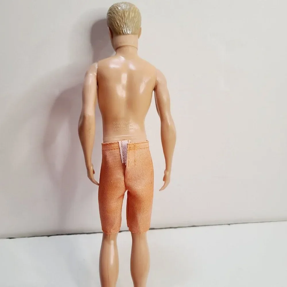 Barbie Fashionistas 2013 Blonde Ken Doll Painted Hair Orange Shorts